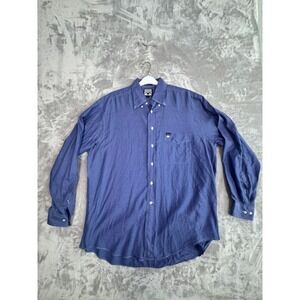 FaConnable Men's Blue Button Down Shirt Size L Designed in France Made in USA